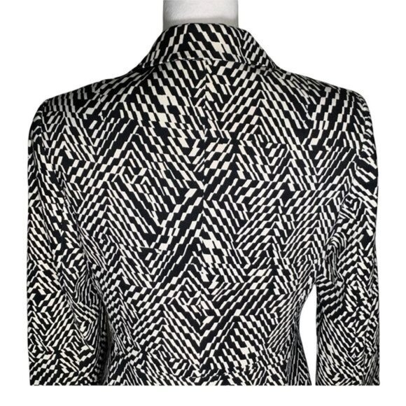 Kasper black white patterned blazer small size 6 office preppy old money style - Picture 6 of 12